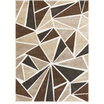 Well Woven - Well Woven Serenity Blossom Modern Geometric Triangles Ivory Area Rug SE-02 - The Serenity Collection is an exciting array of trendy geometric patterns and distressed-effect traditional designs, woven in a combination of cool, neutral tones with pops of vibrant color. The extra dense, 0.35" frieze yarn pile is low enough to fit under doors but maintains an exceptionally soft, plush feel. The yarn is stain resistant and doesn't shed or fade over time. Durable and easy to clean, these are perfect for long use in high traffic areas.