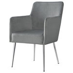 Inspired Home - Fergo Dining Chair, Set of 2, Light Gray Velvet, Arm Chair, Leg: Chrome - Our trendy dining chairs in set of 2 add stylish intrigue to your dining room and kitchen area. These beautifully upholstered dining chairs create a warm, inviting seating option with a unique style that will add an aura of sophistication to your dining room with its alluring comfort and luxurious style. Choose from a wide variety of available color choices and pattern options to complement your existing color palette.FEATURES: