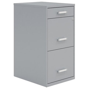 Space Solutions 18 inch 3 Drawer Metal File Cabinet with Pencil Drawer Gray