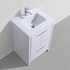 Dolce 24" Single Bathroom Vanity in High Gloss White with White Quartz Top