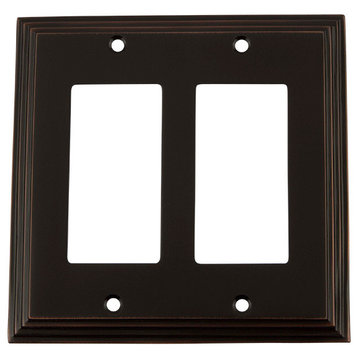 NW Deco Switch Plate With Double Rocker, Timeless Bronze
