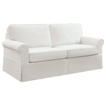 OSP Home Furnishings Ashton Slip Cover Sofa in Ivory White Fabric