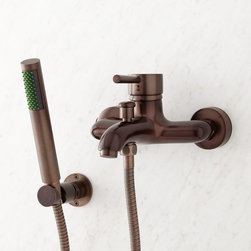 KEMPER WALL-MOUNT TUB FAUCET WITH HAND SHOWER - OIL RUBBED BRONZE - Tub And Shower Faucet Sets