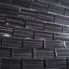Zephyr Charcoal Grey Glossy Bricks Pattern Glass Mosaic Tiles, Sheet