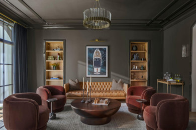 Inspiration for a transitional family room remodel in Dallas