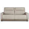 Ashley Furniture Battleville 2-Seat Leather Power Reclining Sofa in Beige