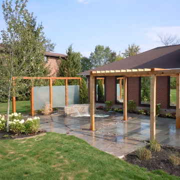 Inground Spa with Waterfall, Patio and Privacy Screens