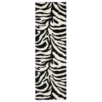 Safavieh Florida Shag Collection SG452 Rug, Ivory/Black, 2'3" X 11'