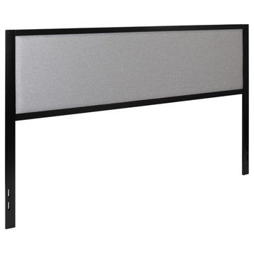 Flash Furniture Fabric Upholstered King Metal Panel Headboard in Light Gray
