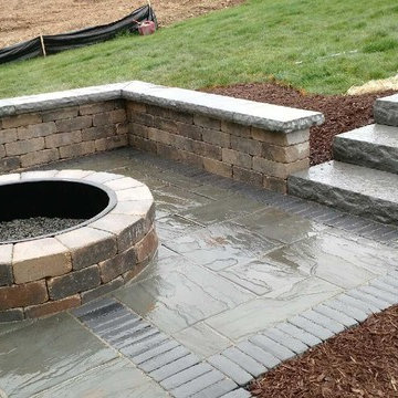 Greenscapes - Verona, Wi Rivenstone Patio, Fire pit and Seat Wall