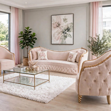 Custom Solid Teak Wood Upholstered Sofa Set | French Traditional furniture