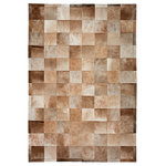 Cowhide Mall - Cowhide Patchwork Rug, Ares, Shiitake, 5' X 8' - 8'' x 8'' Squares, with a Perimeter Guard.