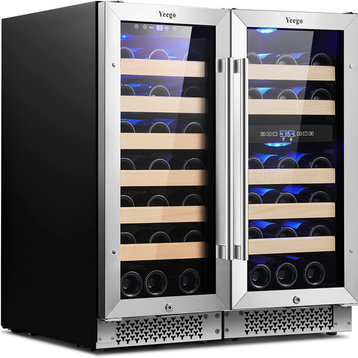 Yeego 30" Triple Zone Wine Cooler Cellar 61-Bottles Side-by-Side Cooling