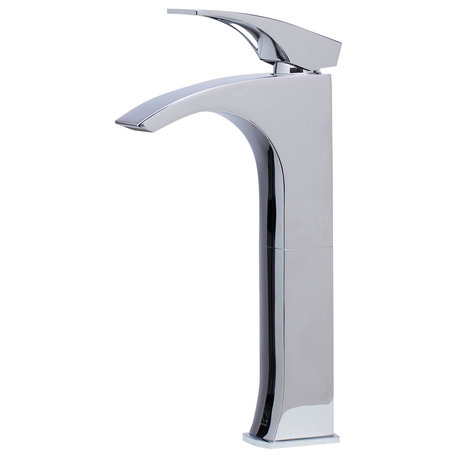 Tall Polished Chrome Single Lever Bathroom Faucet