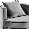 Belarus Swivel Chair, Gray Velvet and Black Velvet Piping