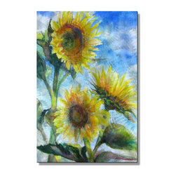 Glowing Sunflowers Steel Wall Art - Artwork