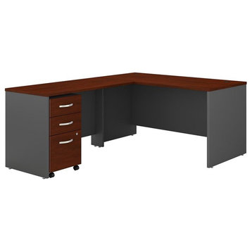 Pemberly Row 60W L Shaped Desk with Drawers in Hansen Cherry - Engineered Wood