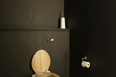 Powder room - traditional powder room idea in Other with a wall-mount toilet