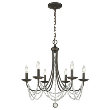 Mirabella 6 Light Chandelier, Rubbed Bronze