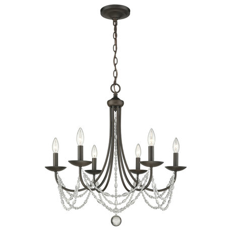 Mirabella 6 Light Chandelier, Rubbed Bronze