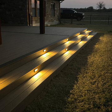 Cedar pergola and composite deck with lighting