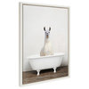 Sylvie Alpaca in the Tub Color Framed Canvas by Amy Peterson, White 18x24