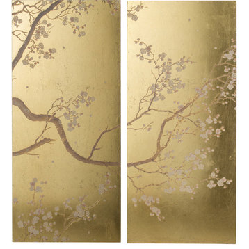 Cherry Blossom Wall Accent, Gold Leaf/Pink