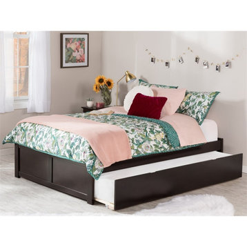 AFI Concord Queen Solid Wood Platform Panel Bed with Trundle in Espresso
