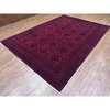 Red Soft and Velvety Wool Hand Knotted Afghan Khamyab Oriental Rug, 8'2"x11'6"