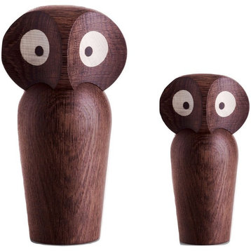 Architectmade Wooden Owl, Smoked, Large