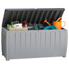 Novel 90 Gallon Plastic Deck Storage Patio Container Garden Bench Box, Grey/Blac