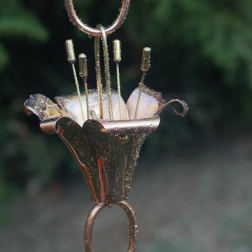 Flowers Rain Chain - Polished Copper by Good Directions