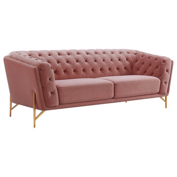 Divani Casa Aiken Modern Pink Velvet Sofa