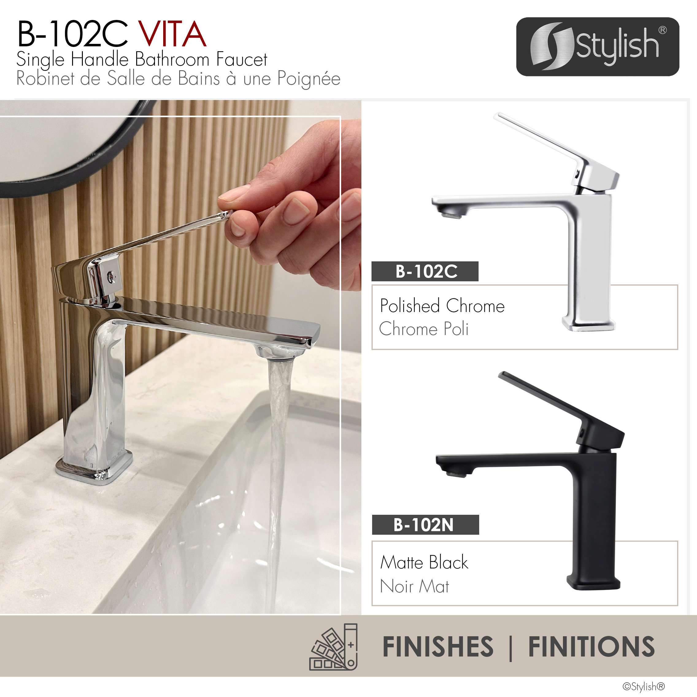 STYLISH Single Hole Bathroom Faucet, Polished Chrome