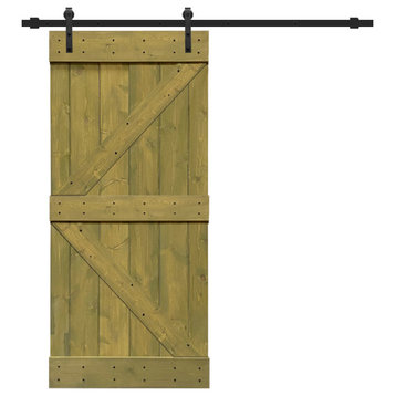 TMS K Series Barn Door With Black Sliding Hardware Kit, Jungle Green, 30"x84"
