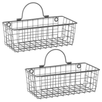 DII 5.5" Modern Style Iron Wire Small Wall Baskets in Gray (Set of 2)