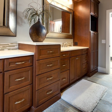 Door style: Chesapeake | Species: Cherry | Finish: Pecan with Ebony glaze
