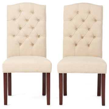 GDF Studio Clark Tufted Back Fabric Dining Chairs, Set of 2