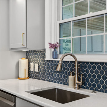 Transitional Kitchen with Custom Banquette plus Dining Nook, Quartz Countertops