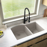 Karran USA - Karran Undermount Quartz 32" 60/40 Double Bowl Kitchen Sink, Concrete - With a convenient 60/40 basin split large bowl and handy small bowl, this design is both functional and elegant. Karran quartz sinks are extremely durable and are engineered to stand up to the toughest daily kitchen tasks. QU-610 easy-to-install top mount design is available in a selection of 6 elegant color choices to compliment any decor. This 32-inch double bowl quartz undermount kitchen sink allows you to separate spaces for cleaning dishes.