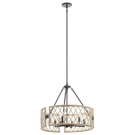 Kichler Oana 6-LT Chandelier/Pendant 52077WWW - White Washed Wood