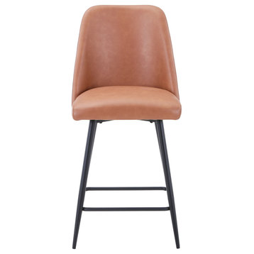 Modern Faux Leather Upholstered Counter Height Barstool, Set of 2