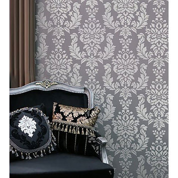 Verde Damask Wall Stencil, Allover Wall Patterns For DIY Wall Stenciling
