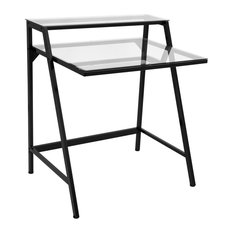 LumiSource 2-Tier Desk, Black and Clear