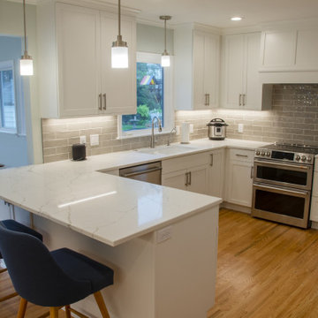 The Right Lights and White Quartz for a Bright Kitchen
