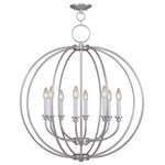 Livex Lighting - Milania Chandelier, Brushed Nickel - As you design your dream space, remember that lighting plays a key role in creating the ideal ambiance. Because it works with more than one style, the Milania Chandelier will transform your room into a retreat. This versatile piece measures 28 inches wide by 29.5 inches tall and features a stunning brushed nickel finish.