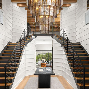 Modern Tiered Smoke Glass Chandelier for Double-Height Interiors