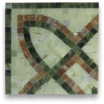 Marble Mosaic Border Accent Tile Romanze Green Jade 5.9x5.9 Polished, 1 piece