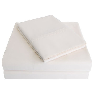 Superior Cotton Percale Deep Pocket Sheet Set, Ivory, Fl Sheet Set