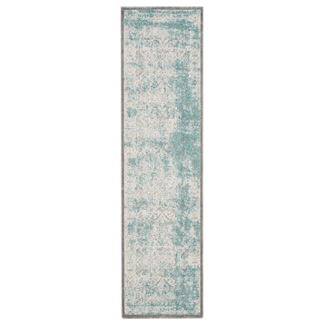 Safavieh Passion Collection PAS401 Rug, Turquoise/Ivory, 2'2" X 10'